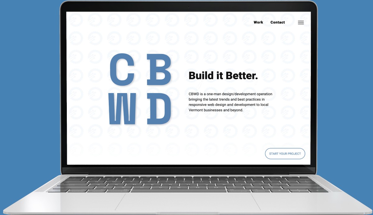 CBWD home page viewed on laptop