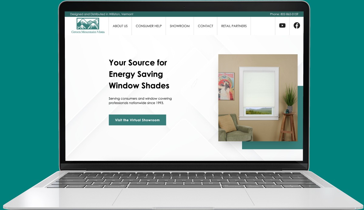 Green Mountain Vista home page viewed on laptop