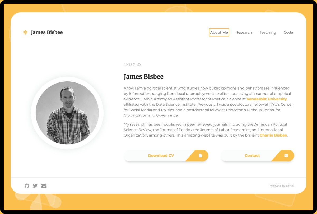 James Bisbee website tablet mockup