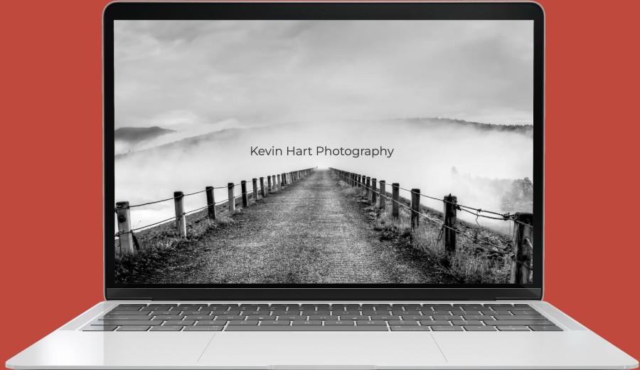 Kevin Hart Photography home page viewed on laptop