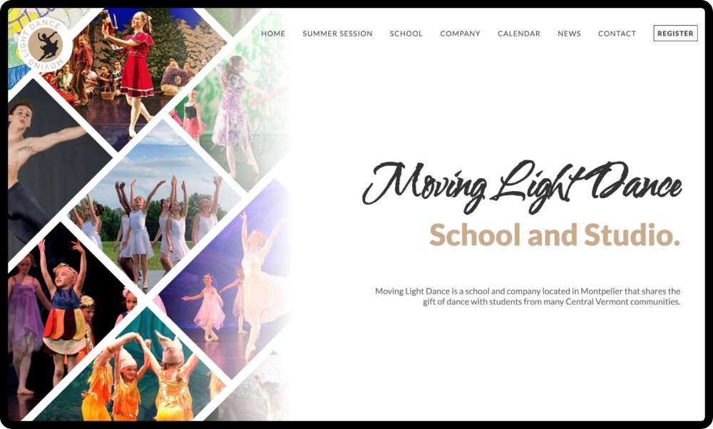 Moving Light Dance website tablet