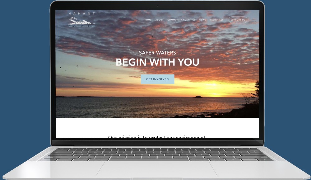 Nahant SWIM home page viewed on laptop