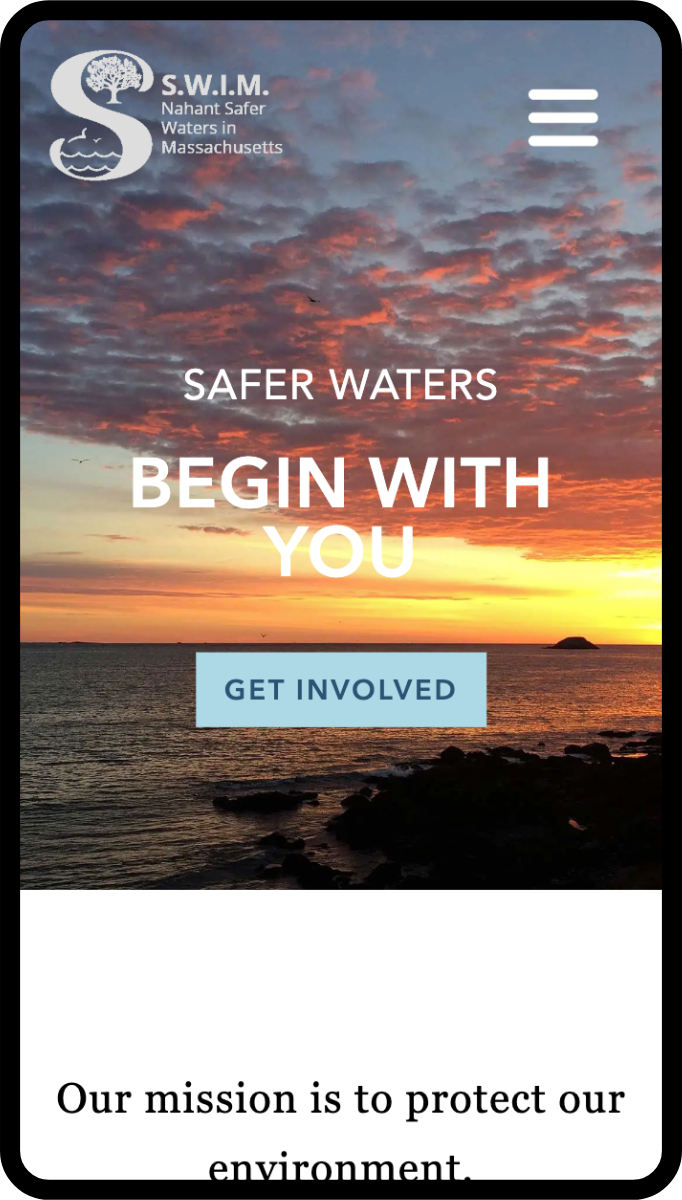 Nahant SWIM home page viewed with a phone